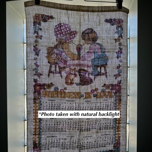 Vintage 1980 Calendar Tea Towel Linen Fabric Wall Decor - Picture 13 of 14
